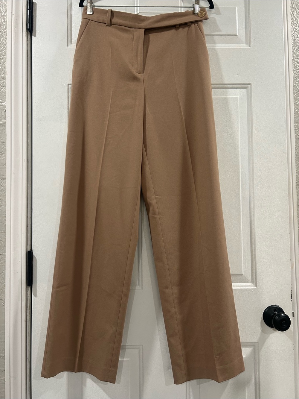 Zara made in Spain Women's High-Waist Wide-Leg Trousers - Camel